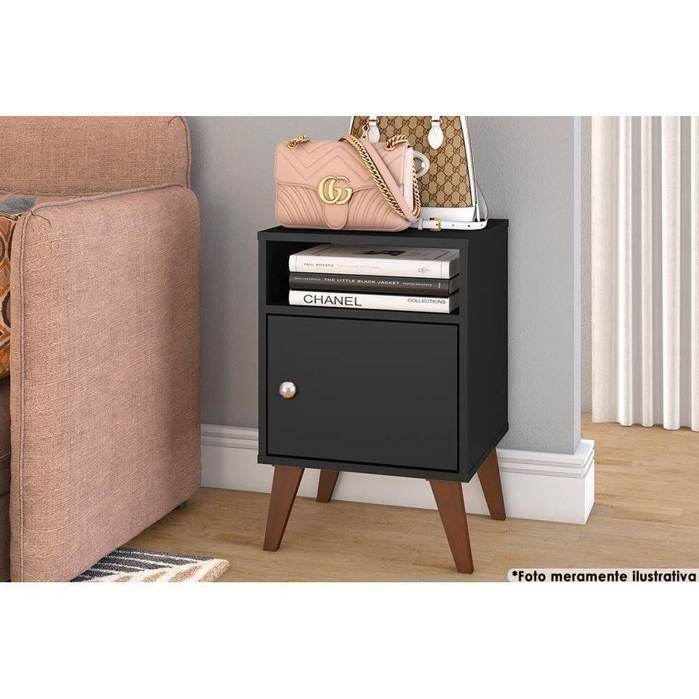 Mesa Cabeceira Rt3145 C/ 1 Porta Preto - Movelbento