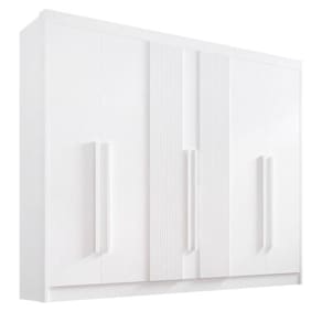 Guarda Roupas Casal Athos 6pts Ripado 100% Mdf Ddoro Móveis - D\`doro Branco