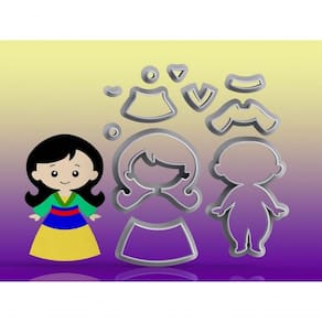 Cortador Princesa Mulan Modular Tamanho 8 Cm