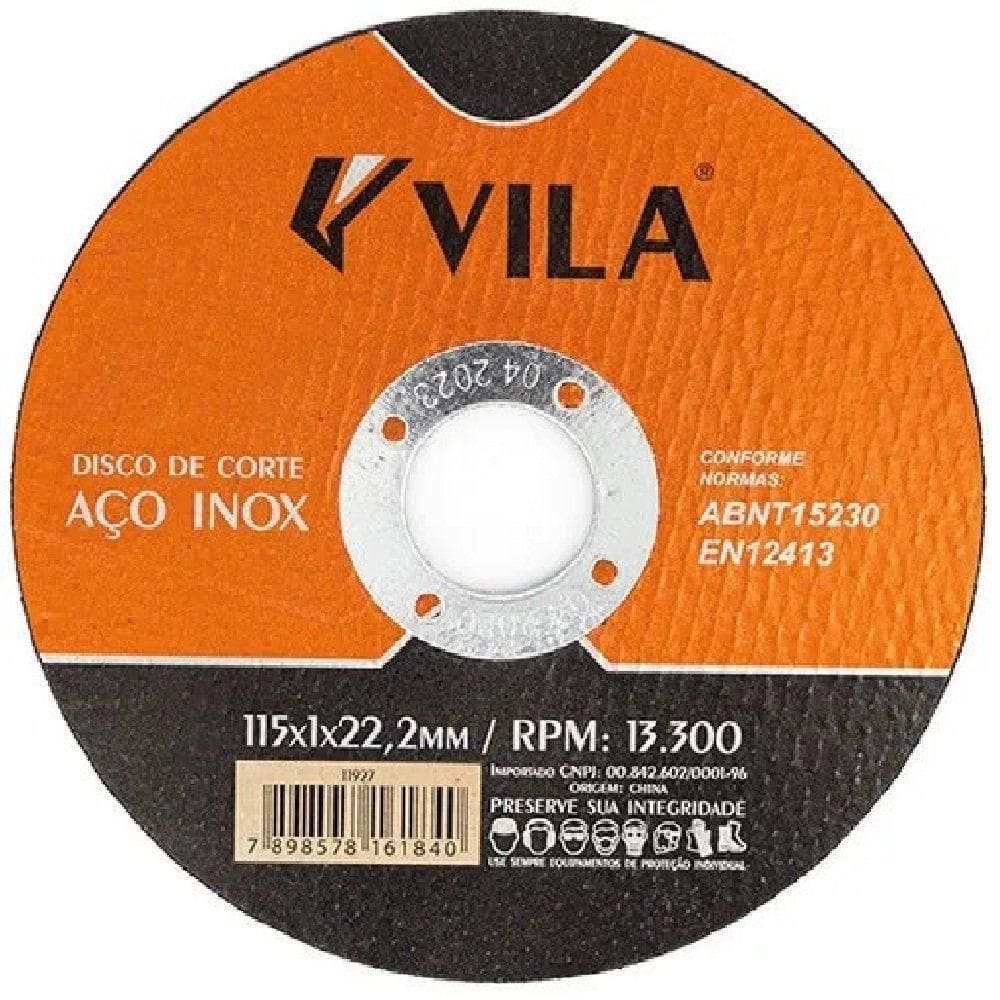 Disco De Corte Aço Inox 115x22mm - Vila
