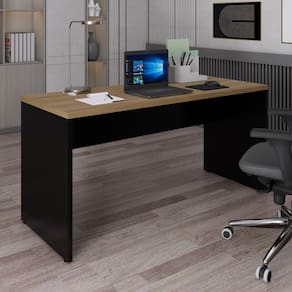 Mesa Retangular Pé Painel 150 Cm Espresso Móveis Amadeirado/Preto