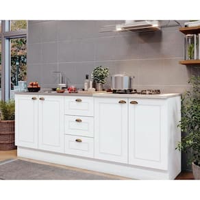 Kit De Cozinha Modulada 3 Peças Americana (2 Balcões. 1 Complemento) Branco - Henn