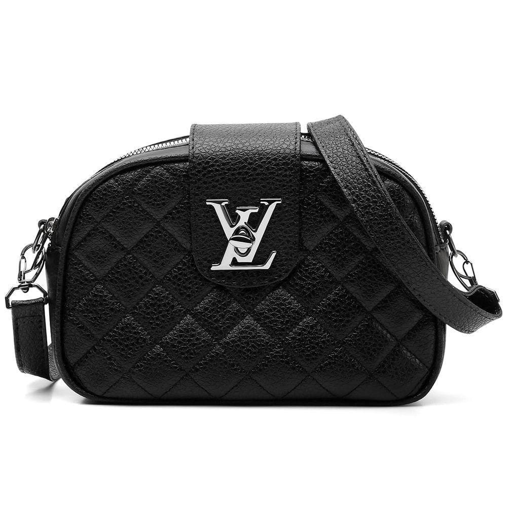 Bolsa Transversal Feminino Com 2 Zíperes Detalhes Em Costura E Metal