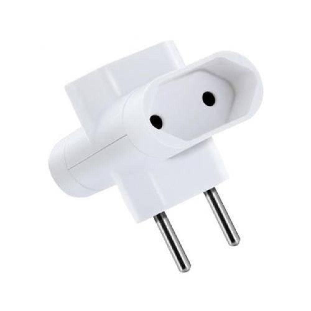 Adaptador Em T Com 3 Saidas 10a 2 Pinos Branco