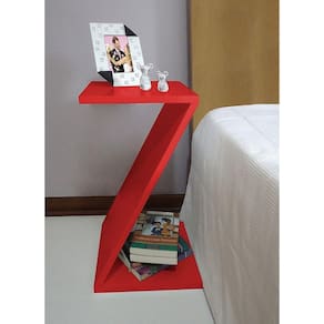Mesa Z Lateral de Apoio ou Mesa de Cabeceira Vermelho Laca