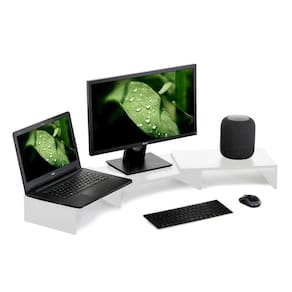 Suporte De Mesa Base Elevada Ajustável 3 Monitores Gamer Notebook Branco