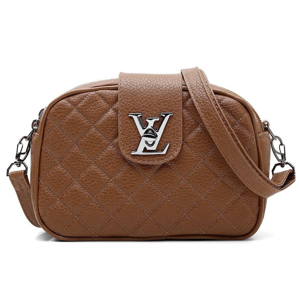 Bolsa Transversal Feminino Com 2 Zíperes Detalhes Em Costura E Metal