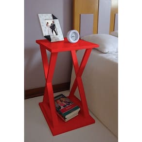 Mesa X Lateral De Apoio Ou Mesa De Cabeceira Vermelho Laca