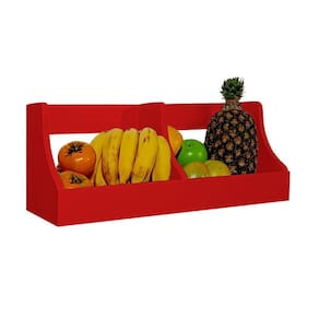 Fruteira Suspensa De Parede Prateleira Porta Legumes Cozinha Em Madeira Vermelho Laca