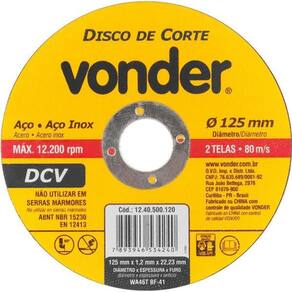 Disco De Corte 125,0X1,2X22,23 Dcv - Vonder