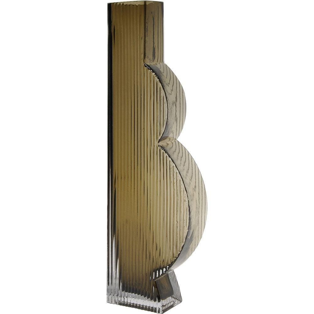 Ficarella Vaso 35X5X11Cm Vidro Cinza