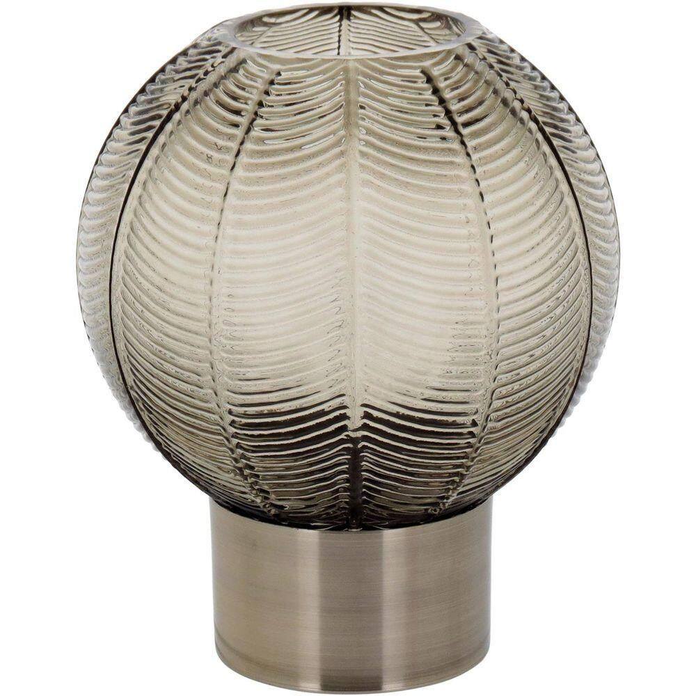 Vaso 24X20X20Cm Vidro Cinza