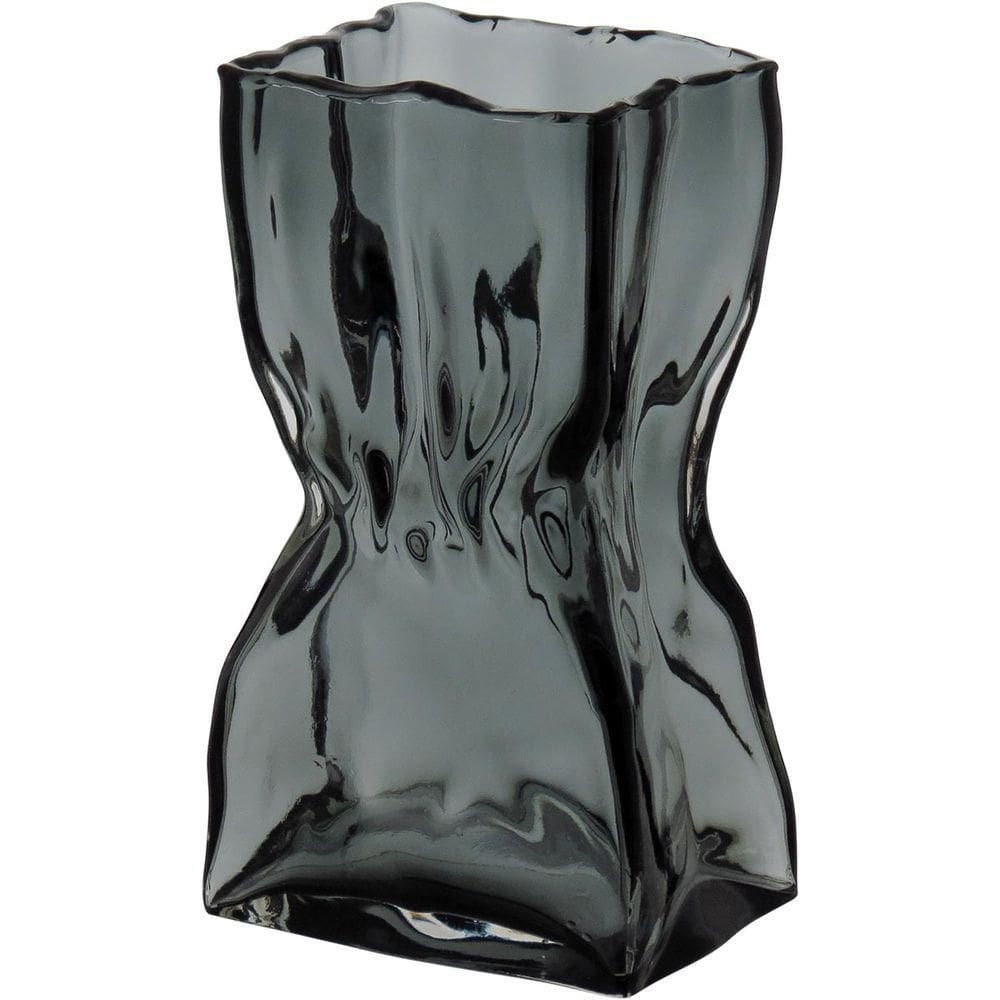 Vaso 24X14X11Cm Vidro Cinza