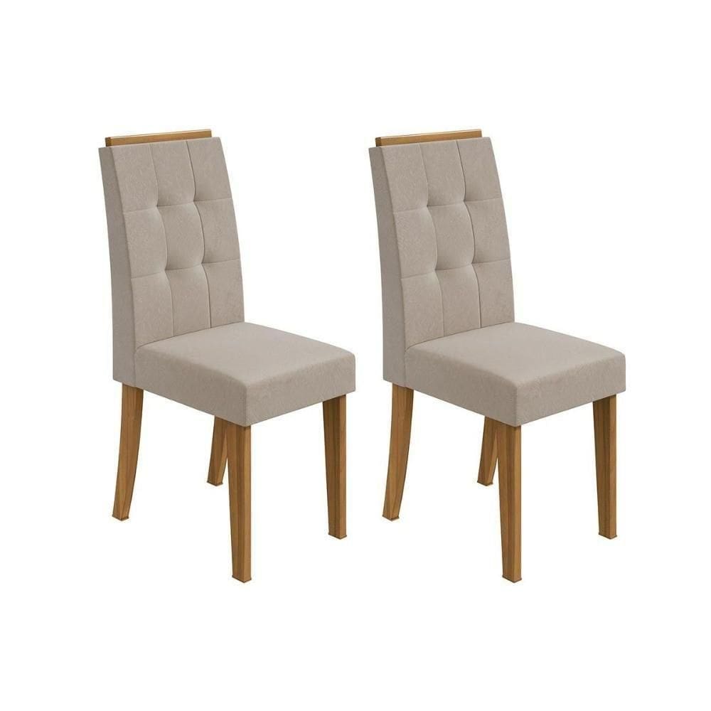 Cadeira Sala de Jantar Celebrare Kit Rovere Amêndoa Veludo Naturale Creme
