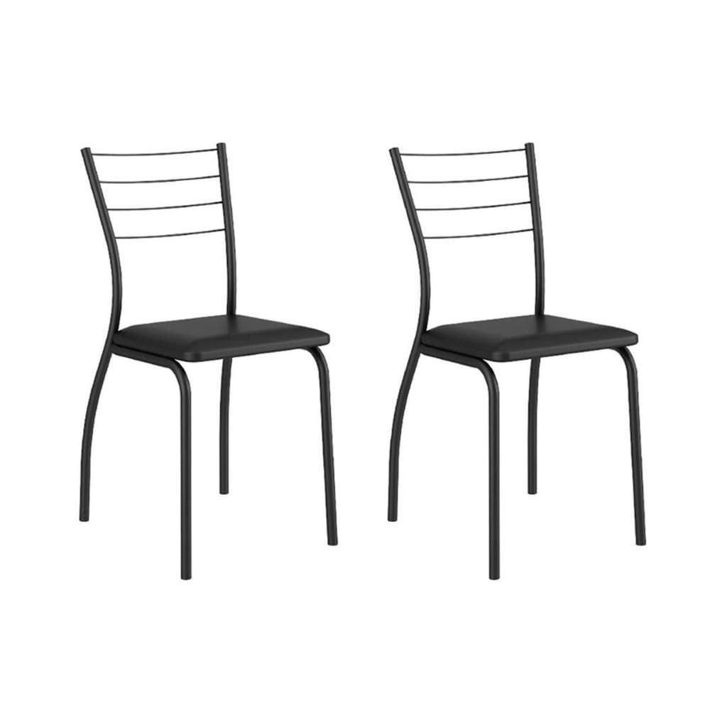 Cadeira Sala de Jantar 1700 Kit Preto Courano Preto