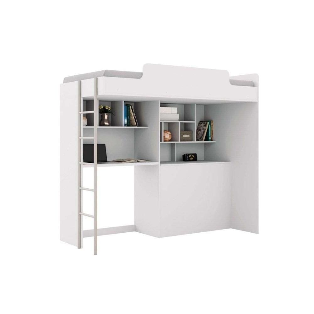 Beliche Office New (cama+bancada+baú+nicho+prateleiras) Branco - Santos Andirá