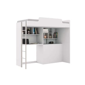 Cama Multifuncional Juvenil Office New (+Bancada+Baú+Nicho+Prateleiras) Branco - Santos Andirá