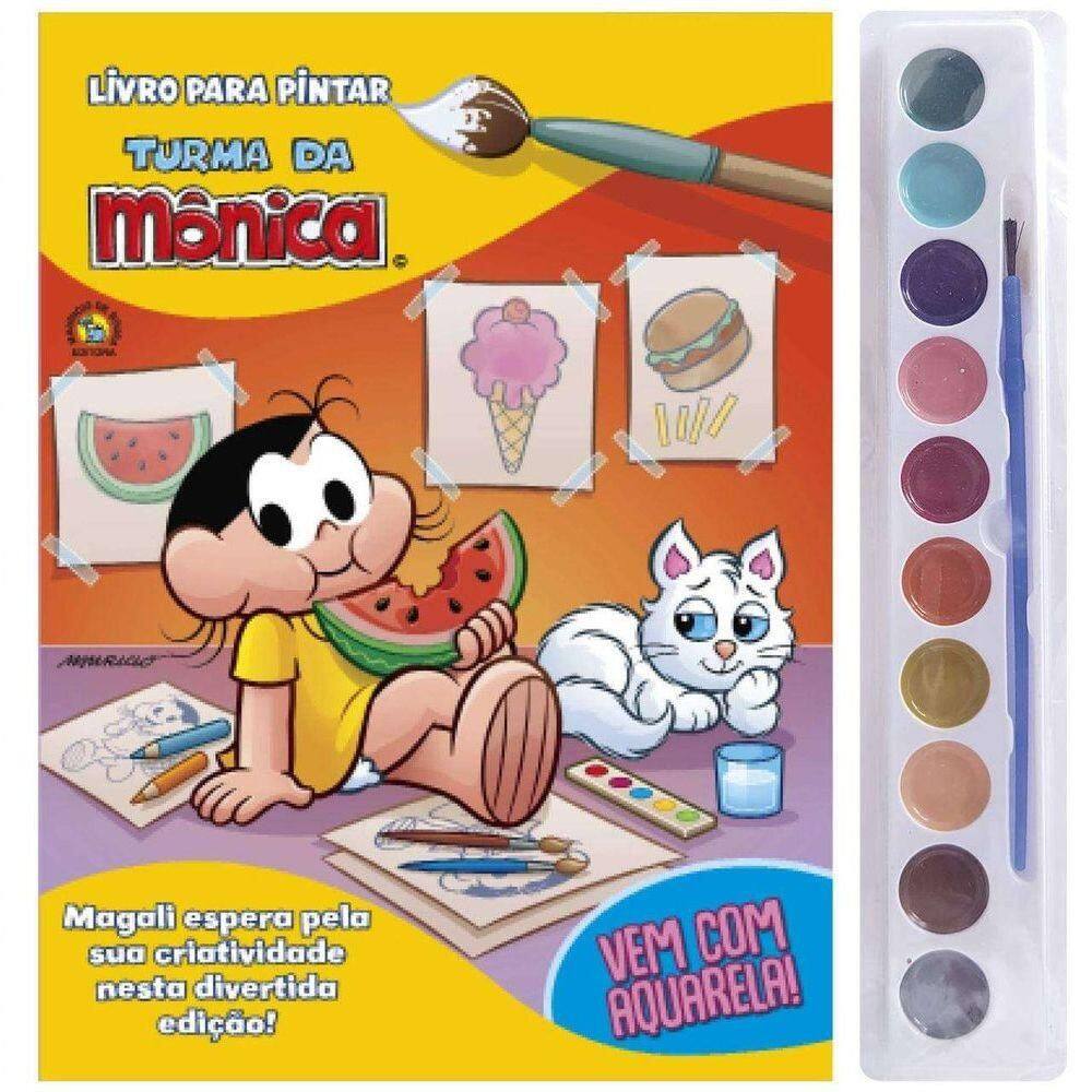 Livro Turma Da Mônica Magali Para Pintar Com Aquarela