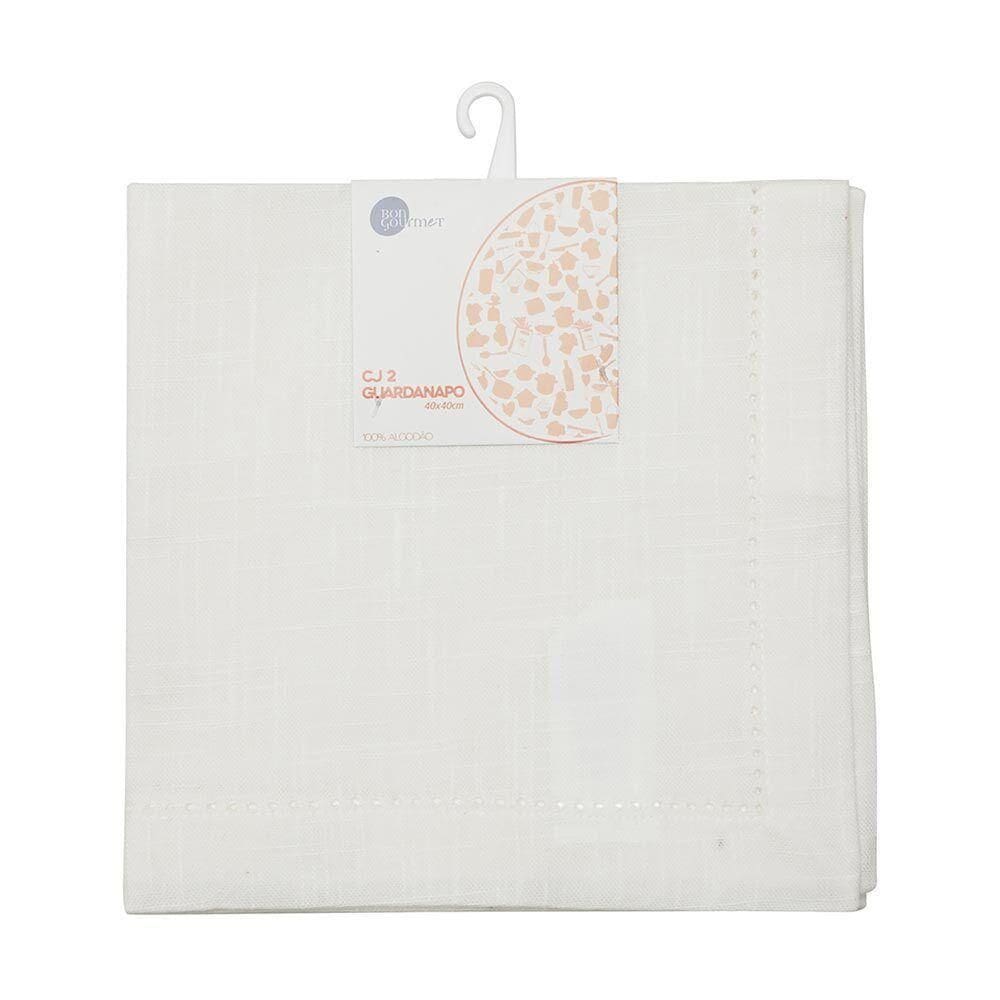 Guardanapo Off-white Ponto Ajour Algodão Luxo 40x40cm Wolff