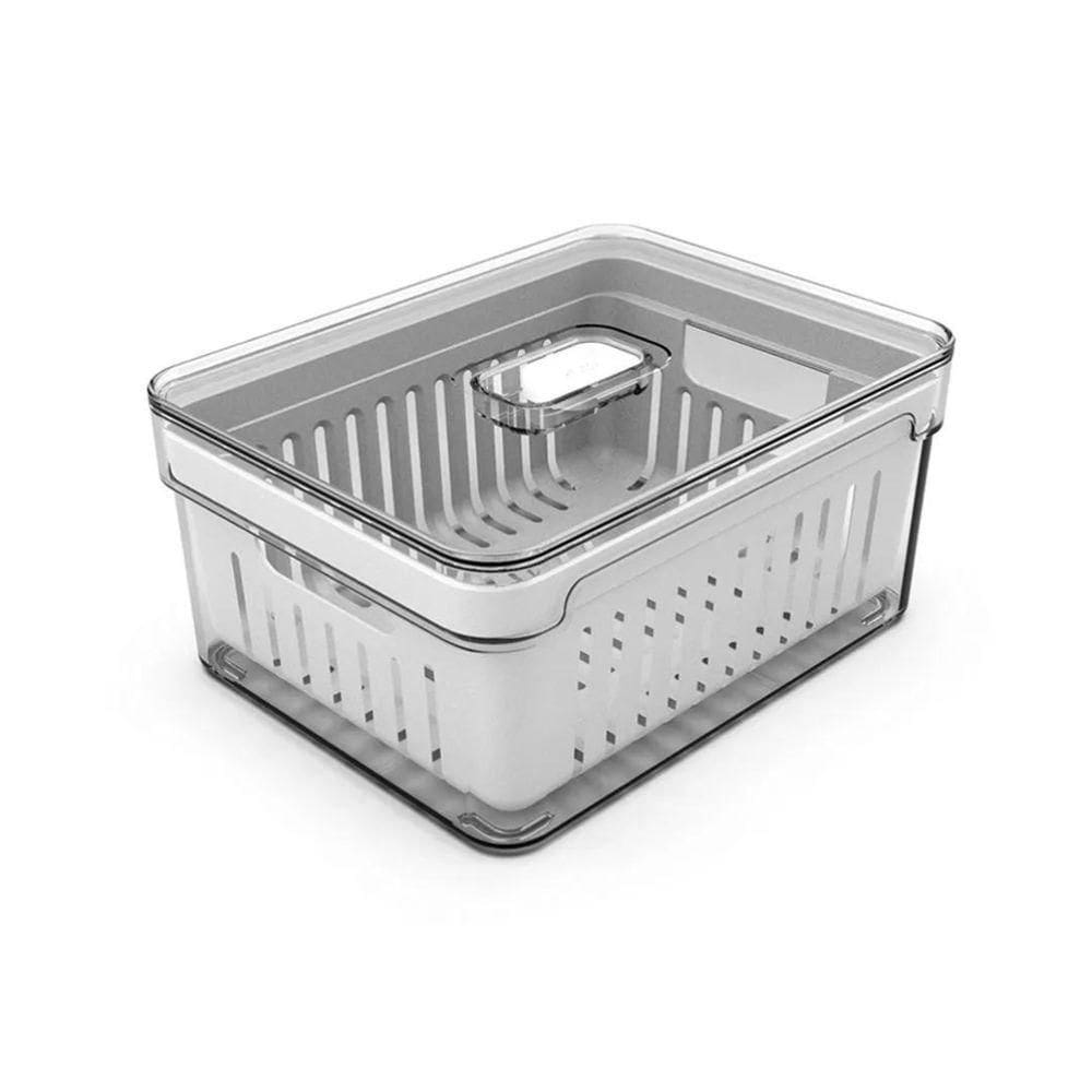 Organizador De Geladeira Acrilico Com Cesto 2,2l Clear Fresh