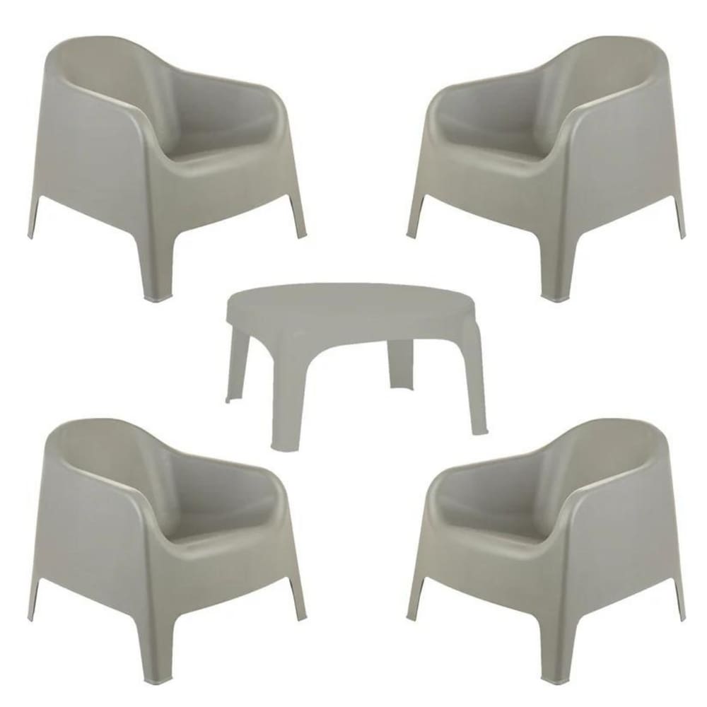 Conjunto 4 Poltronas Skarpo + Mesa Puket Área Externa Piscina e Jardim