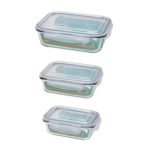 Conjunto de Potes Herméticos Retangular de Vidro 3 Peças Oxford