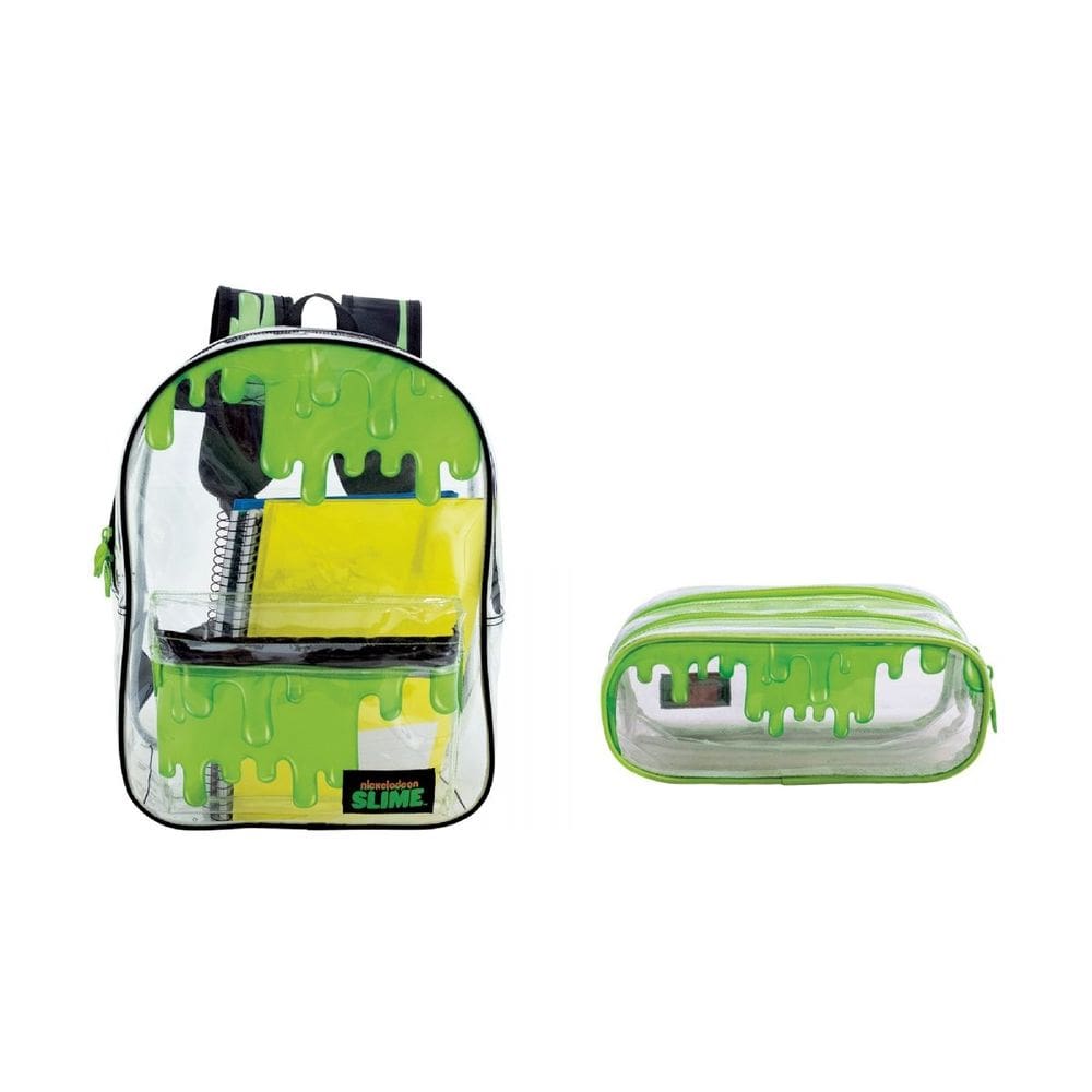 Kit Mochila E Estojo Duplo Transparente Slime T1 Ref. 9230 e 9235 Xeryus