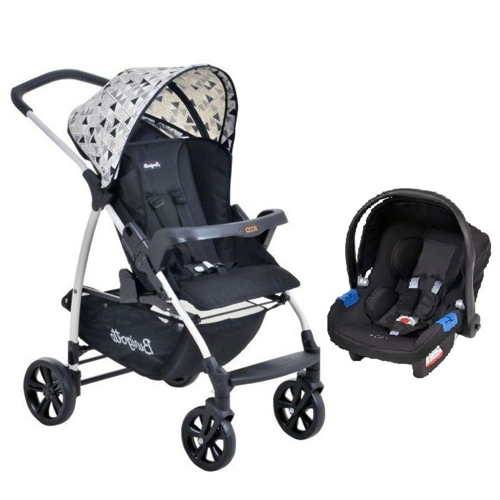 Carrinho Ecco Preto Astratto + Cadeira Touring X - Burigotto