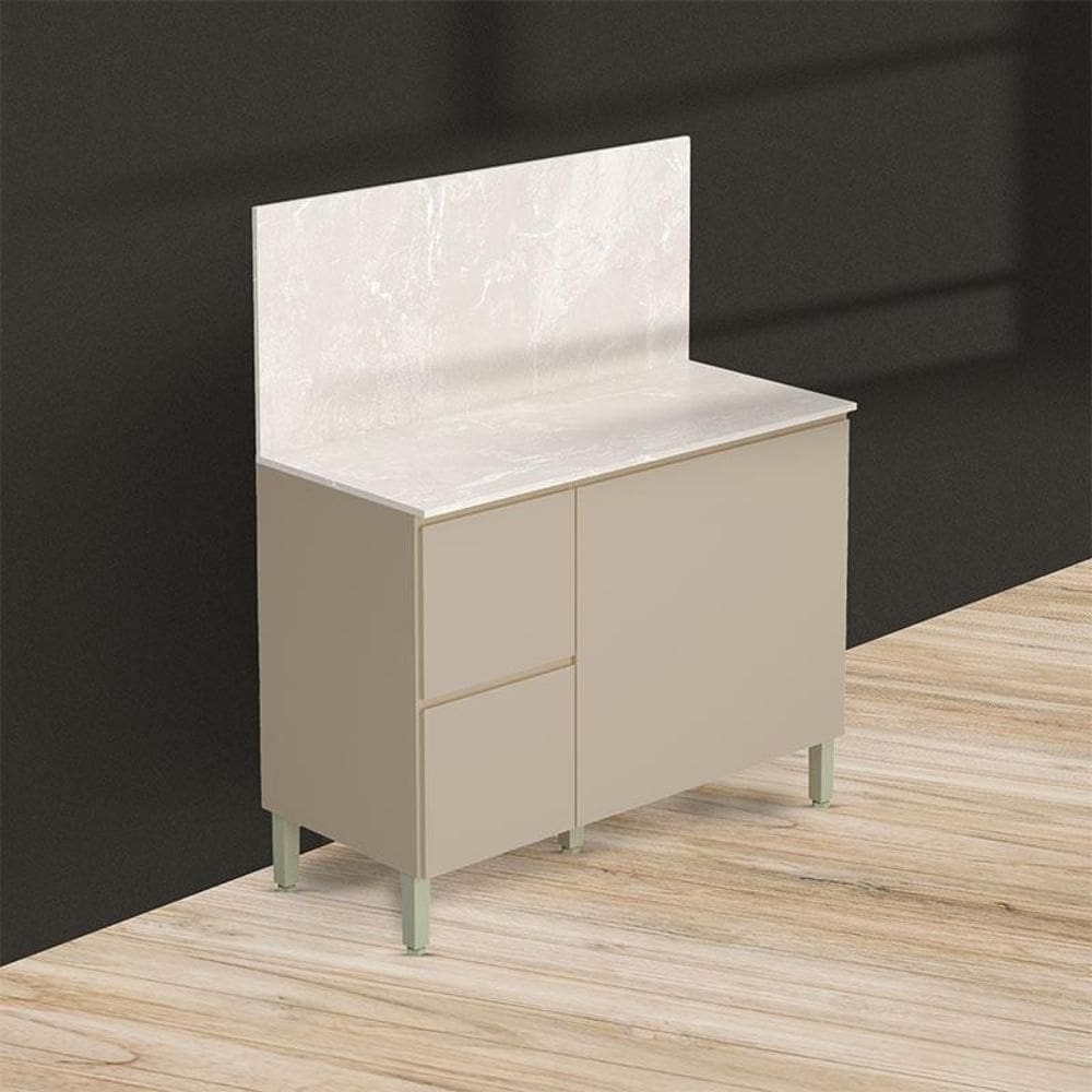 Balcão para Cozinha Ambiente Art Vanilla com Tampo Painel 120cm Travertino – Kits Paraná