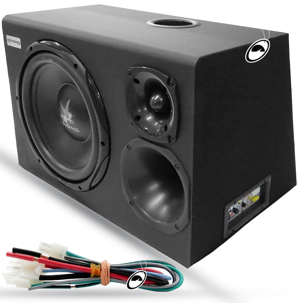 Caixa Trio 12" Polegadas Amplificada Automotiva Corzus CXT 300 300W RMS