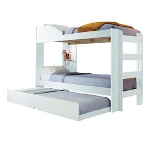 Beliche Solteiro Com Cama Auxiliar Malta Para Colchão até 0,88m Branco Conquista Móveis
