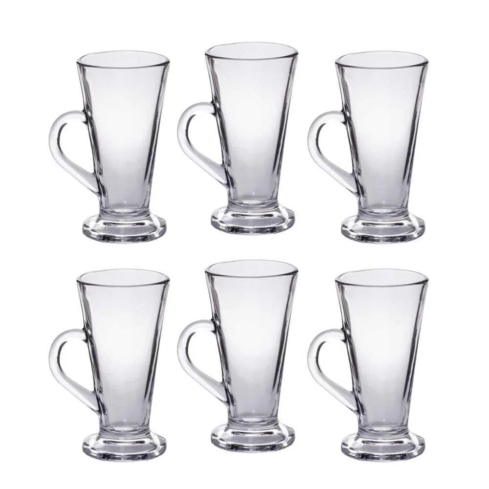 Jogo De Taça Xicara De Vidro Para Cappuccino 06 Peças 200ml