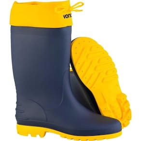 Bota Pvc 37-38 Azul-amarela Cano Médio Polaina Com Forro Vonder