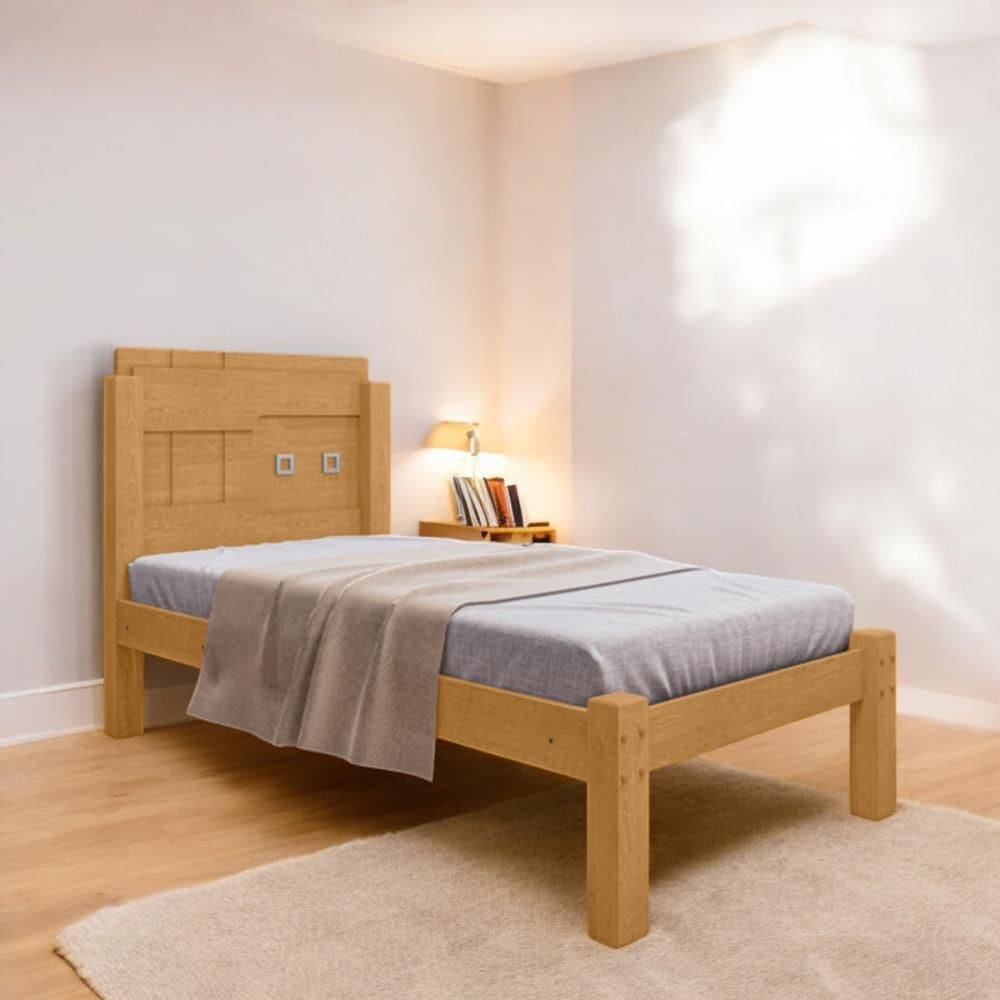 Cama Solteiro Reforçada Letícia Naturalle com Colchão