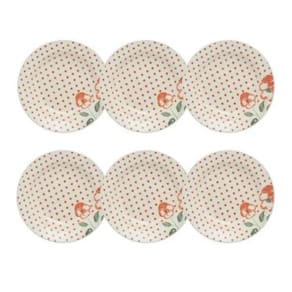Prato Fundo de Cerâmica Estampa Donna Holambra 22cm 6 Unidades - Biona 074302