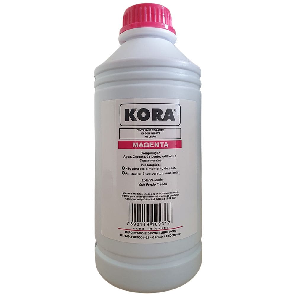 Litro de Tinta Kora Epson Universal Corante M Magento Compativel Com Epson L3150 L3250 L355 L365 L375 L395