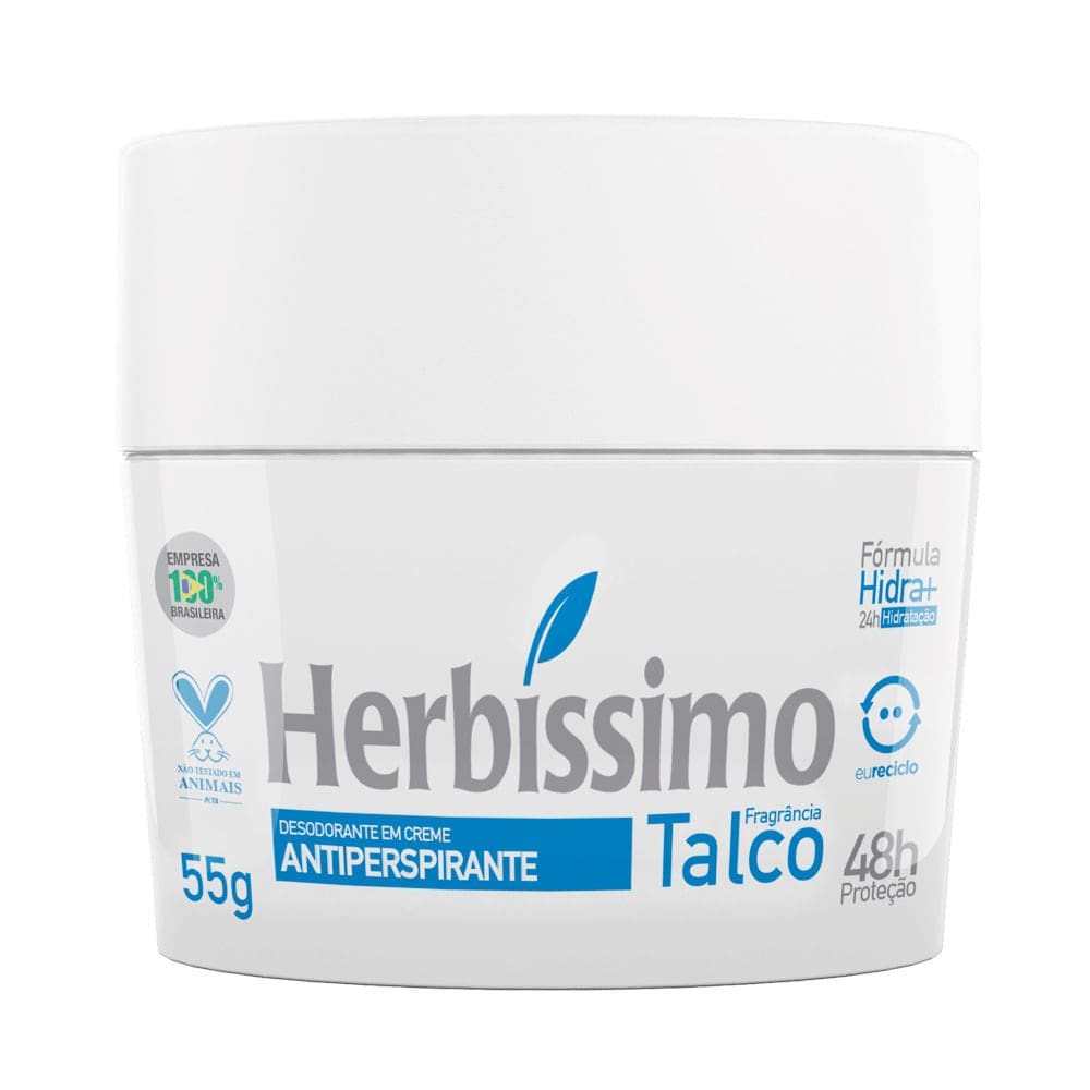 Desodorante em Creme Herbíssimo Talco Antiperspirante 48h 55g