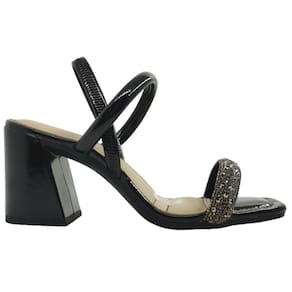 Sandália Feminina Casual Dia a Dia com Strass Calce Fácil Salto Grosso Dakota Y7641