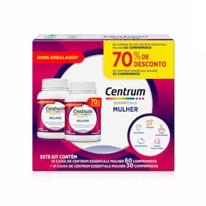 Centrum Essentials Mulher 60 Comprimidos Revestidos e Ganhe 70% de Desconto no Centrum Essentials Mulher 30 Comprimidos Revestidos
