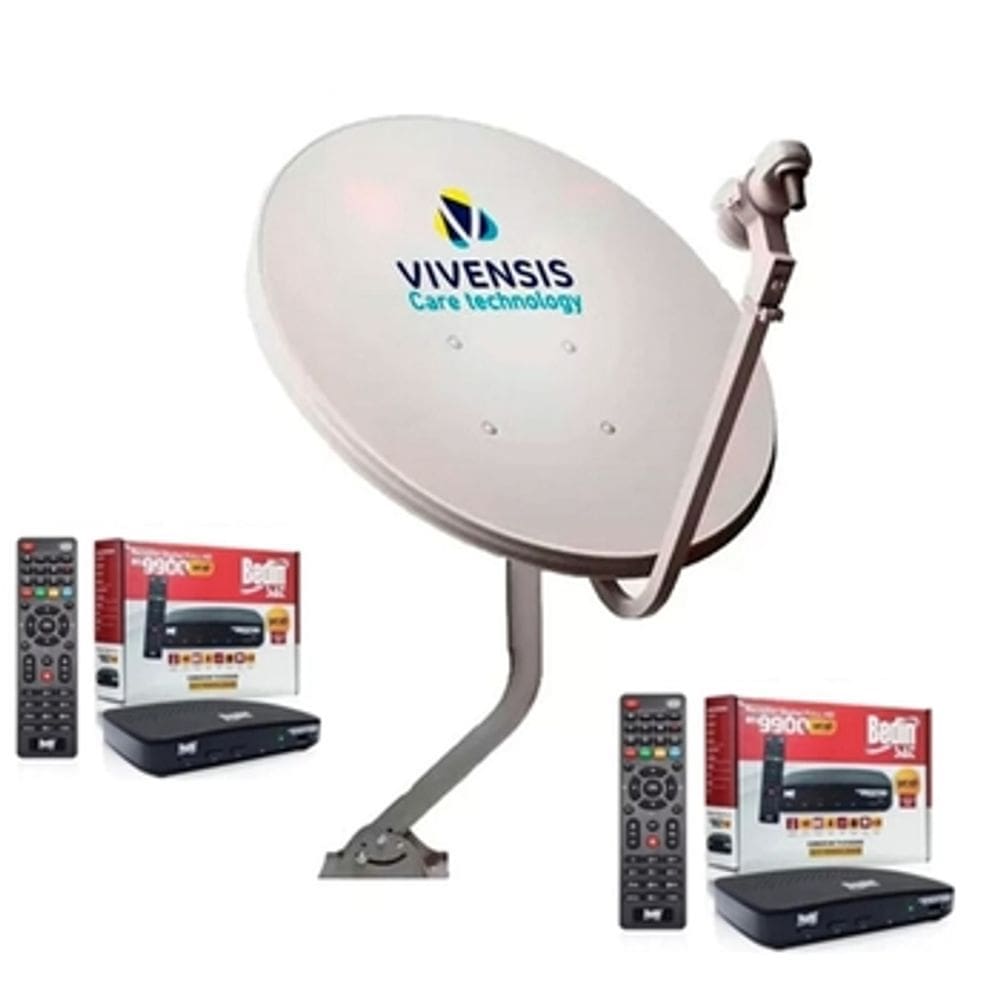 Antena Parabólica Digital 60cm + 2 Recepitores Bedin Sat BS9900