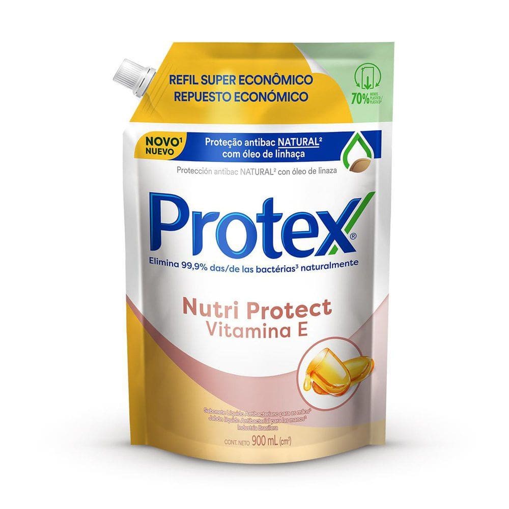 Sabonete Líquido para as Mãos Protex Nutri Protect Vitamina E Refil 900ml
