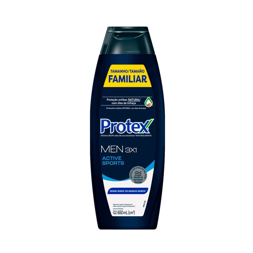 Sabonete Líquido Protex Men 3 em 1 Active Sports Tamanho Família 650ml