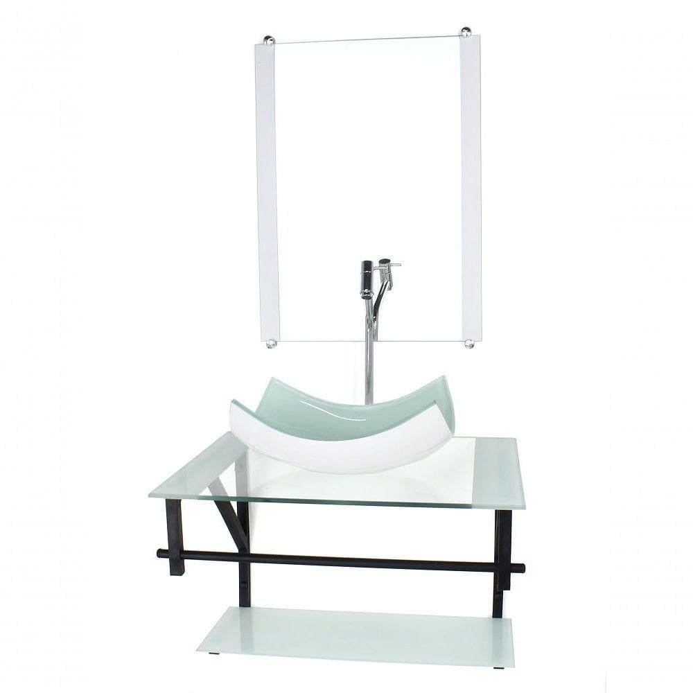 Gabinete De Vidro P/ Banheiro 60cm Cuba Com Torneira Cromada