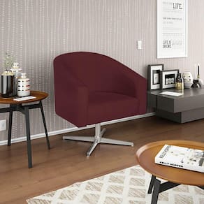 Poltrona Decorativa Luiza Base Giratória De Metal Suede Bordô