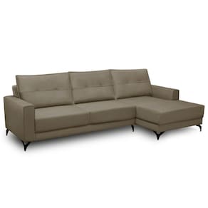 Sofá 4 Lugares Com Chaise Direito 285Cm Soreh F05 Veludo Castor