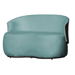 Namoradeira 2 Lugares Orgânica Decorativa Beatriz Veludo Azul Turquesa/PU Marrom - Montanaris Decor