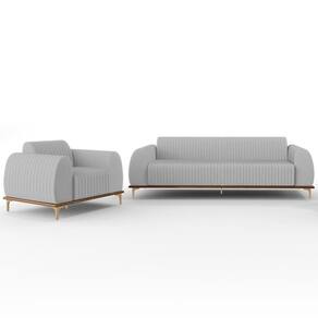 Kit Sofá 3 Lugares 180Cm E Poltrona Molino Cinza D-315