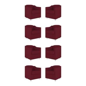 Kit 08 Cadeiras Poltronas Decorativas Sala De Espera Clinica Tecido Cor:marsala