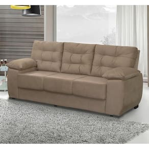 Sofá Luxemburgo 3 Lugares Tecido Suede Castor - Moveis Marfim