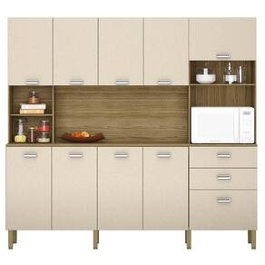 Armário De Cozinha Compacta 222cm Intesa K02 Freijó/vanilla - Mpozenato